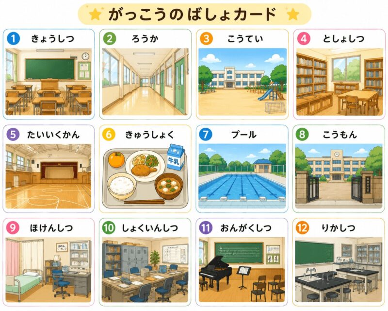 学校の場所視覚支援カード