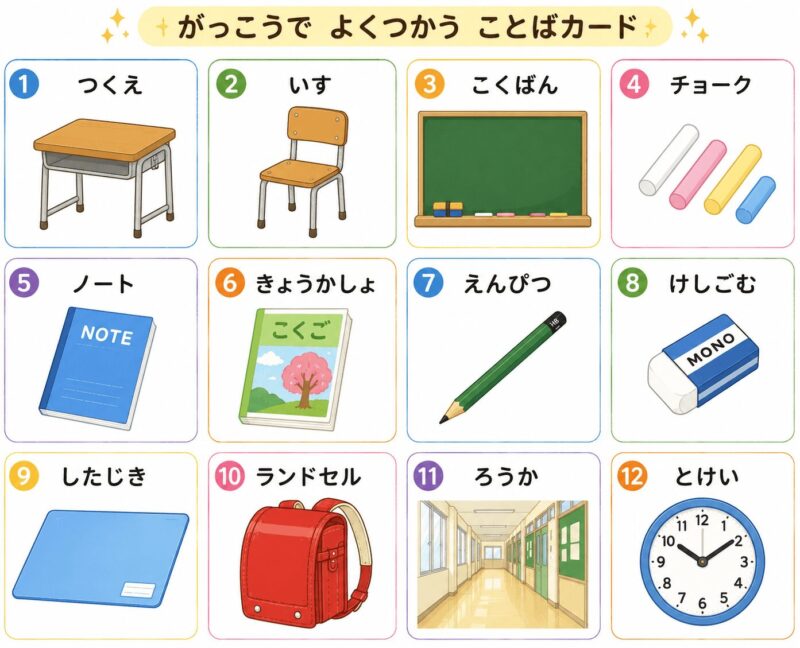 学校で使う言葉視覚支援カード