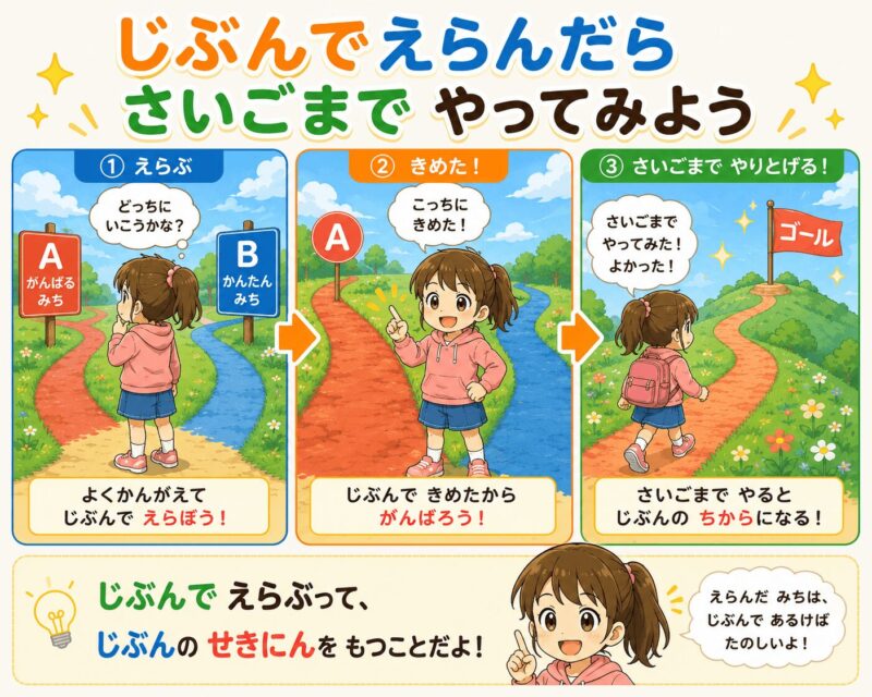 自分で選んだら最後までやってみよう視覚支援カード（女の子）