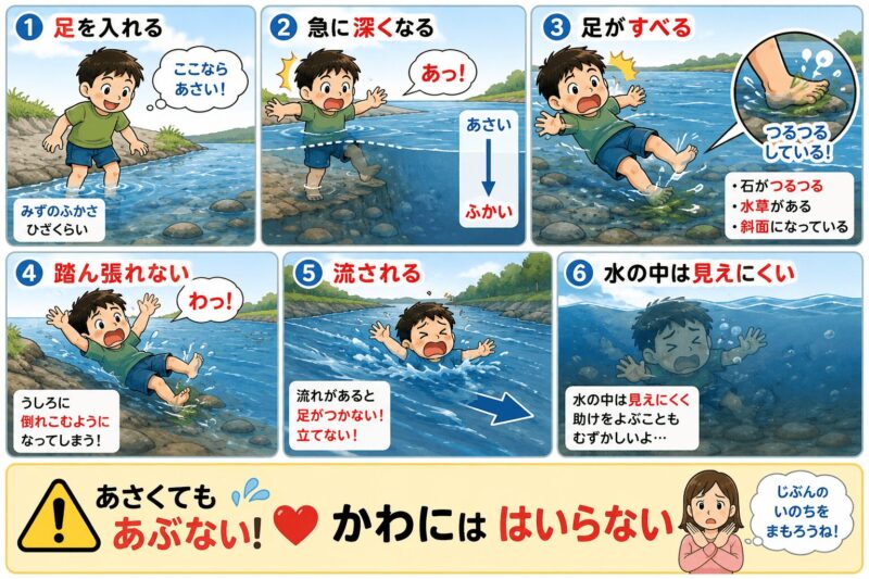 川に溺れるときの状態 視覚支援