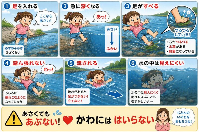 川に溺れてしまうときの状態 視覚支援