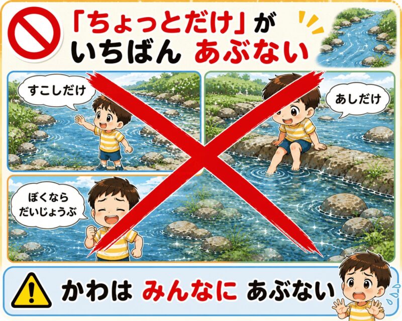川にちょっとだけ入ろうが一番危ない 視覚支援