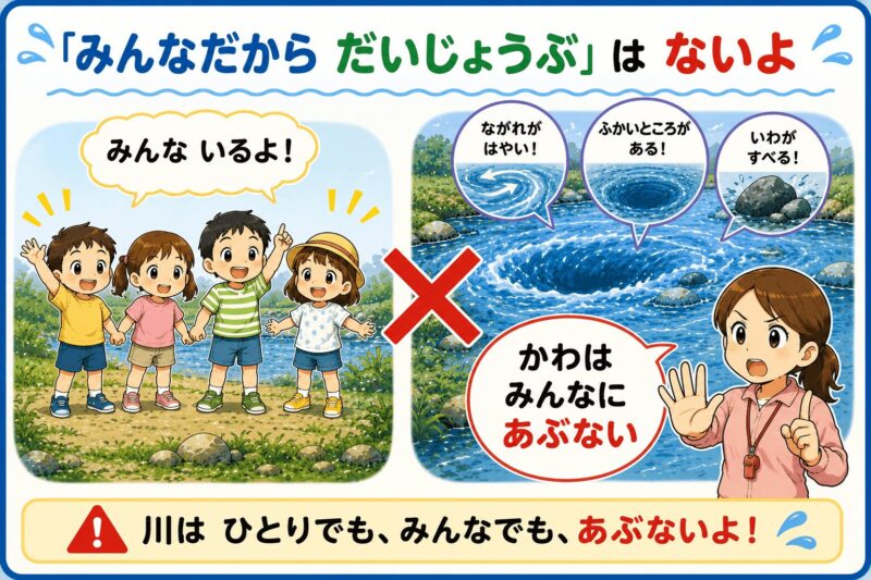 川には、一人でも皆でも入らない 視覚支援