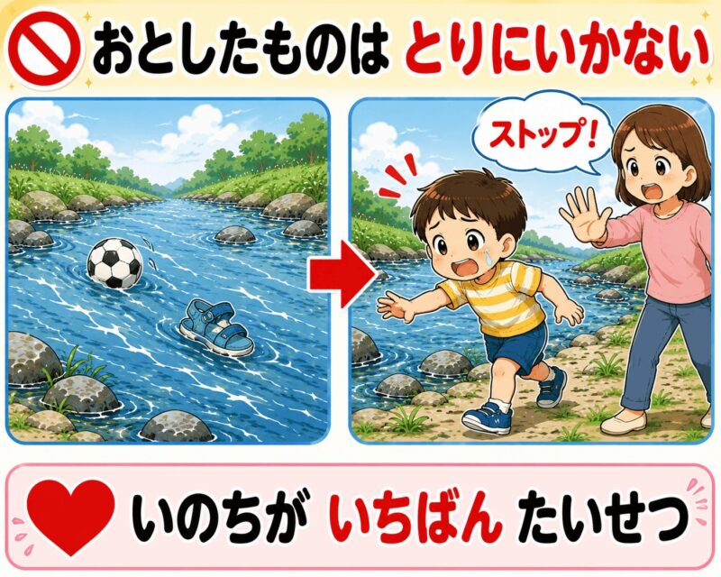 川に落としたものはとりにいかない 視覚支援カード