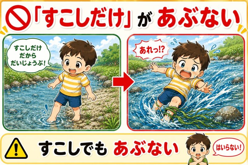 川遊び、少しだけでも危ない 視覚支援