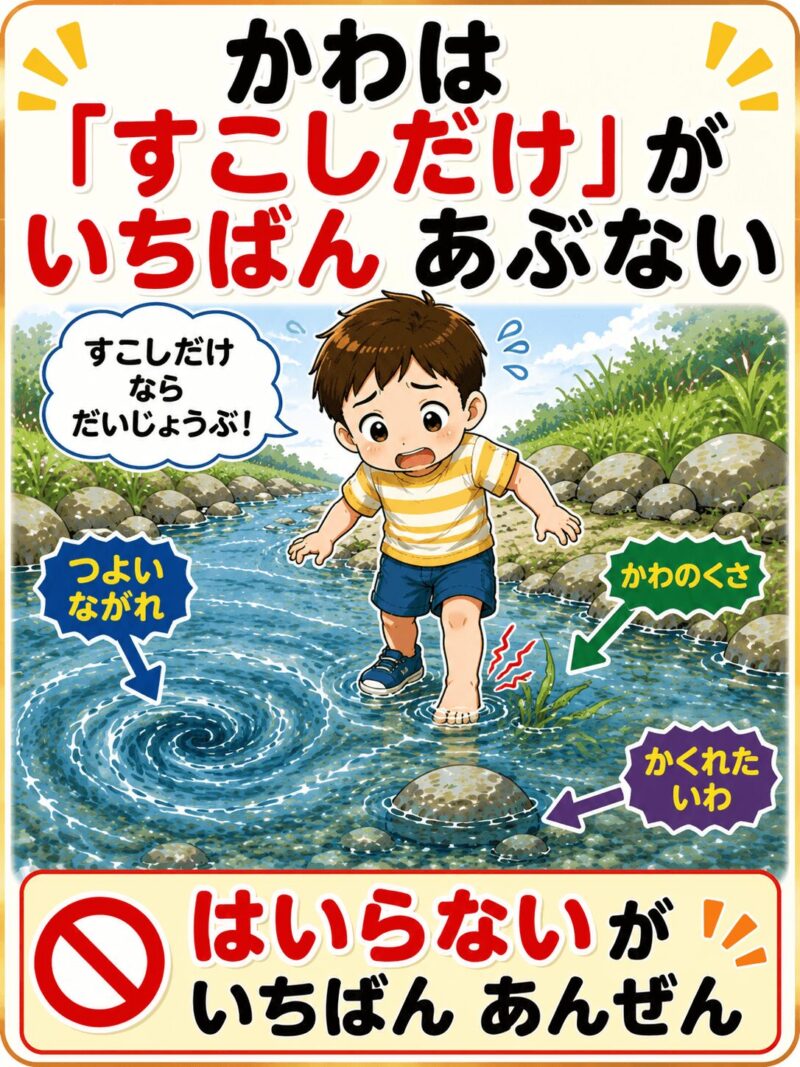 川遊び、少しだけならが危ない 視覚支援