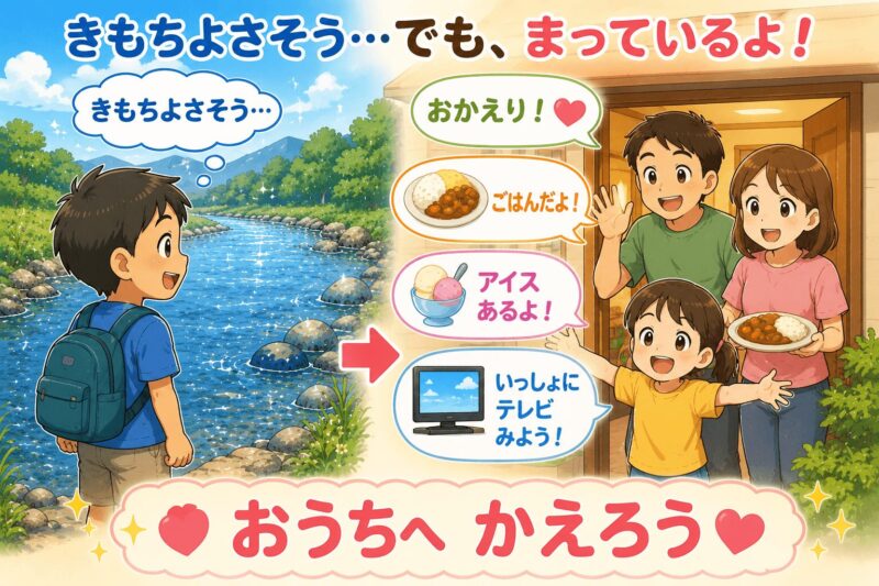 川気持ちよさそう...でもおうちへ帰ろう 視覚支援