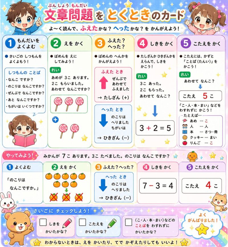 計算の文章問題を解くときの視覚支援カード
