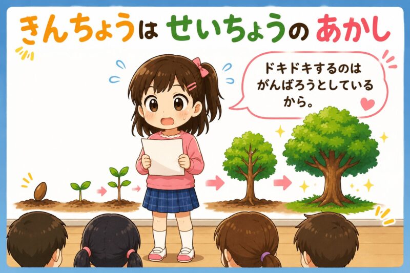 緊張してしまう子にドキドキは成長のあかし(女の子)視覚支援カード