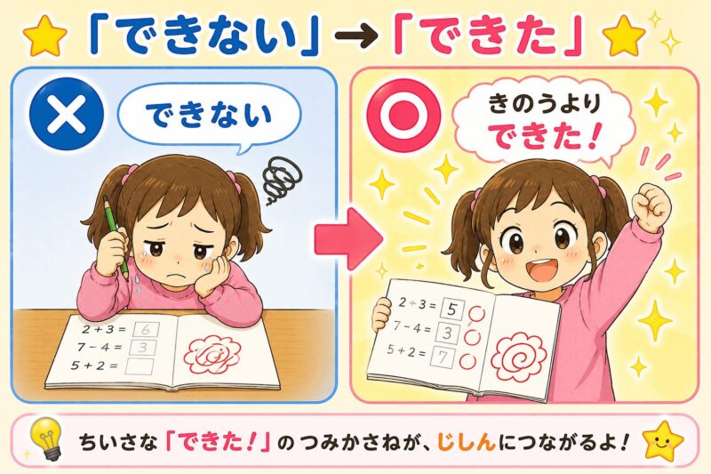 できない⇒昨日よりできた視覚支援カード(女の子)