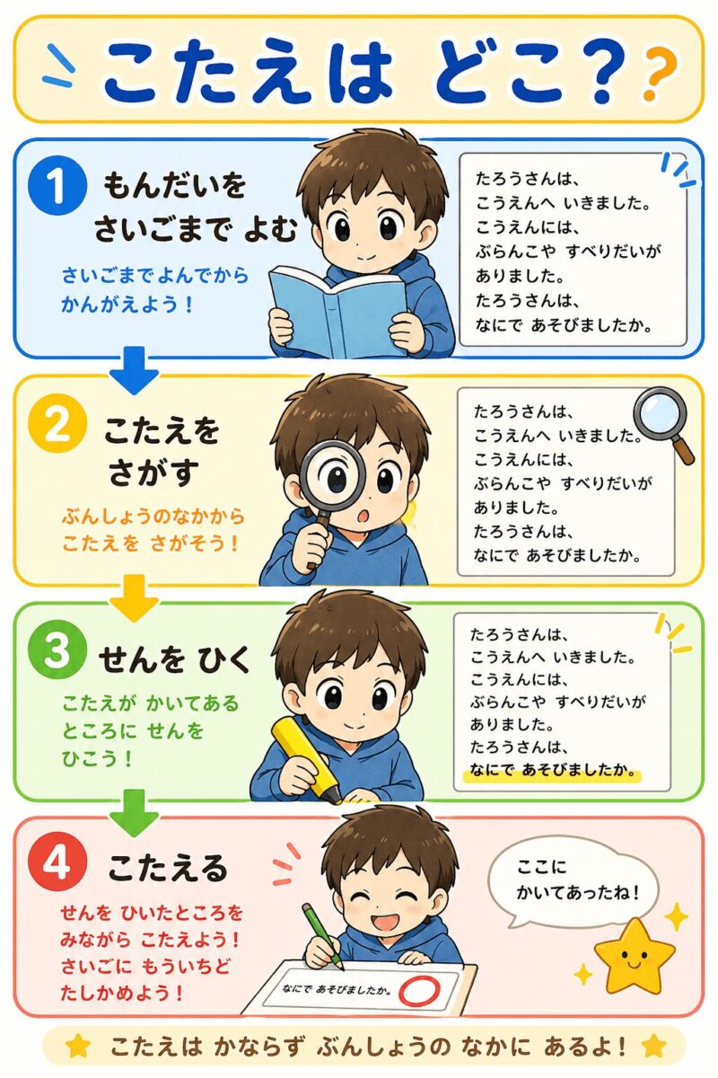 こたえはどこ？4ステップ視覚支援カード