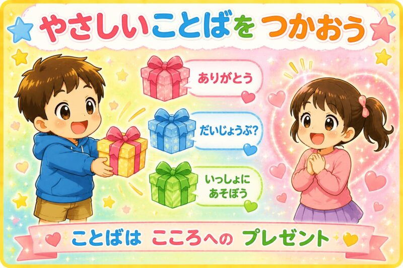 やさしいことばをつかおう（ことばのプレゼント）視覚支援カード