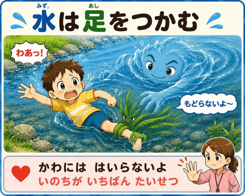 水は足をつかむ 視覚支援