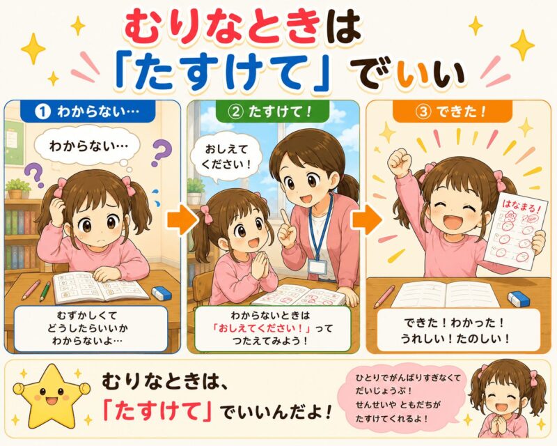 無理なときは助けてでいい(できた)視覚支援カード(女の子)