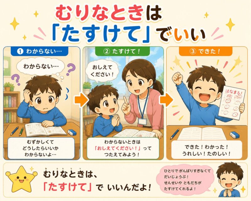 無理なときは助けてでいい(できた)視覚支援カード(男の子)