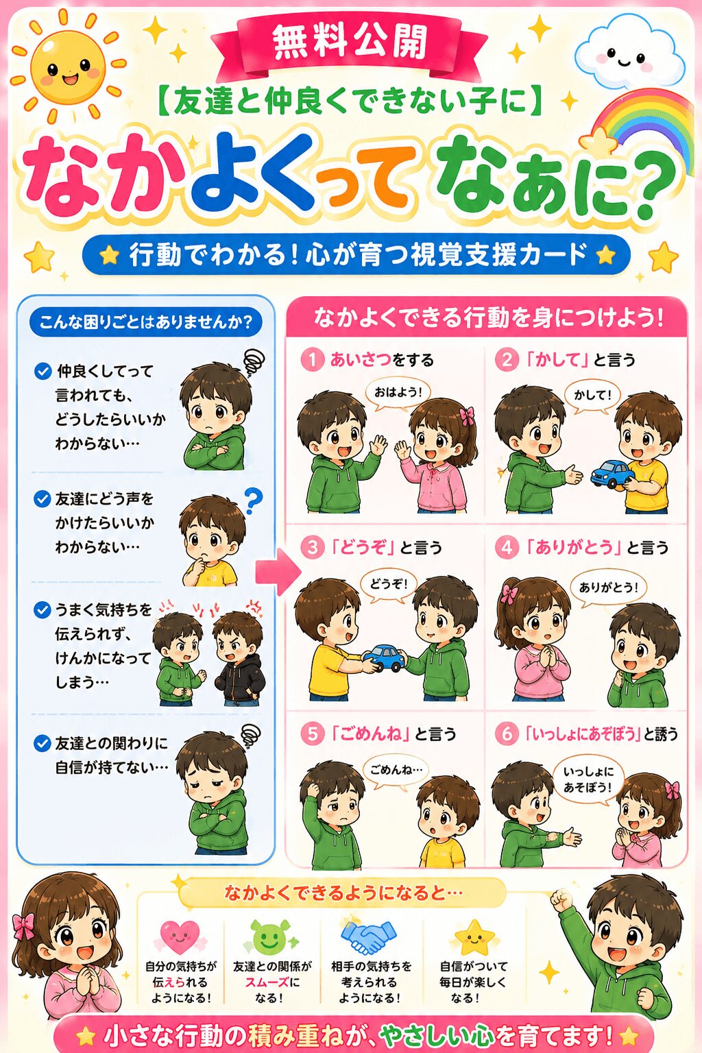 仲良くって何？行動が伝わる視覚支援カード