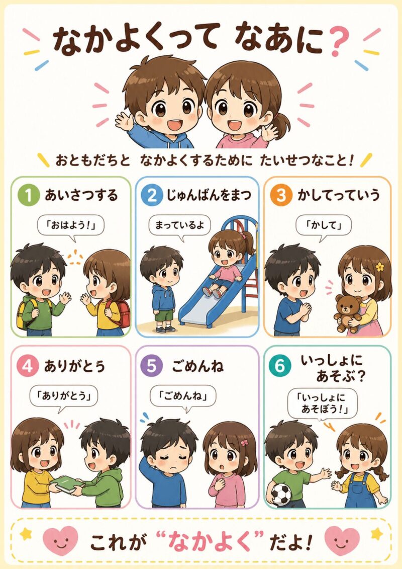 仲良くってなあに?視覚支援カード