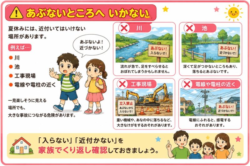 夏休み 危ないところへ行かない視覚支援カード