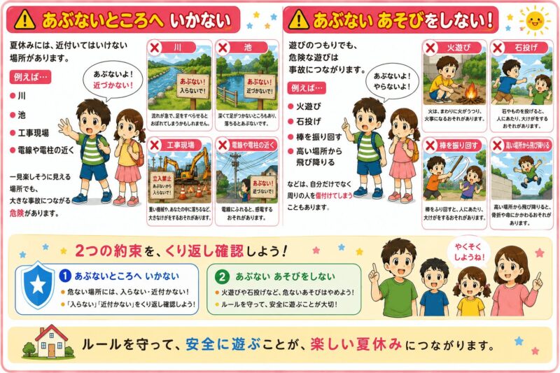 夏休みの危ない 気を付けようが分かる視覚支援カード