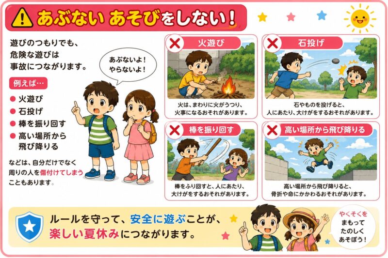 夏休み 危ない遊びをしない視覚支援カード