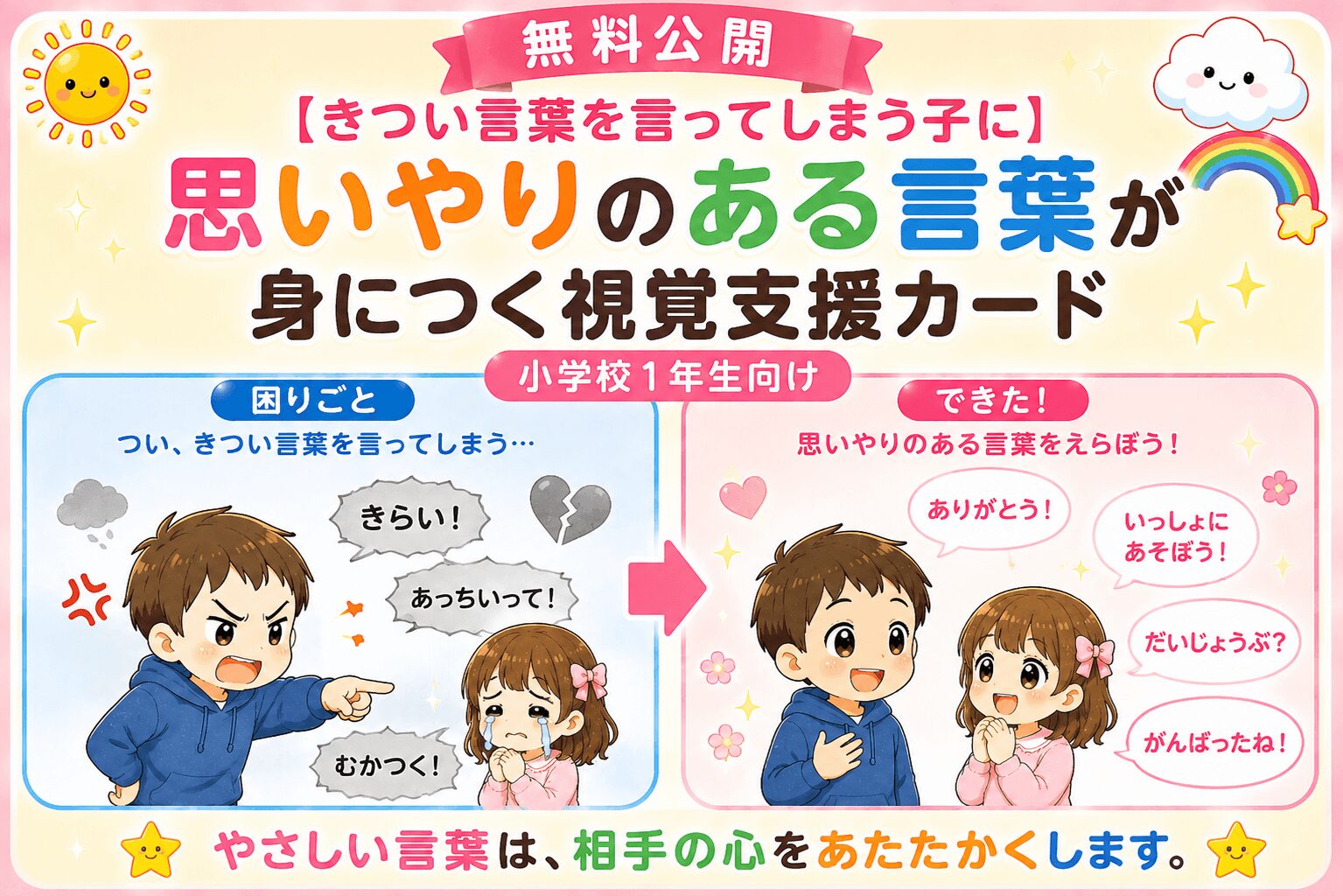 思いやりのある言葉が身に付く視覚支援カード