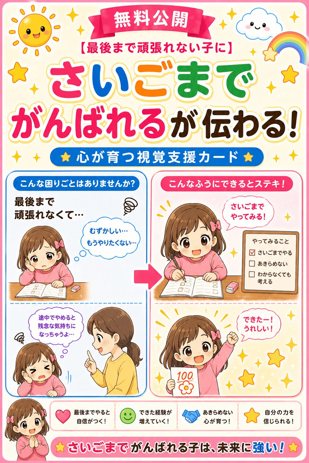 最後まで頑張れるが伝わる視覚支援カード