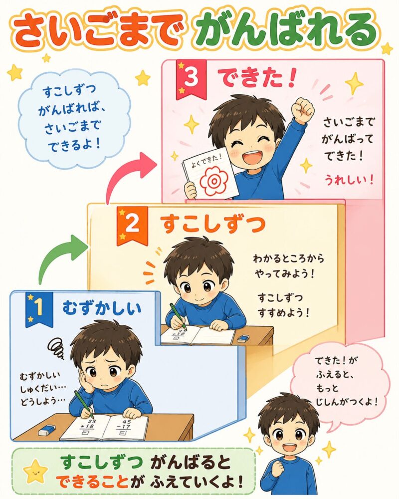 さいごまでがんばれる視覚支援カード