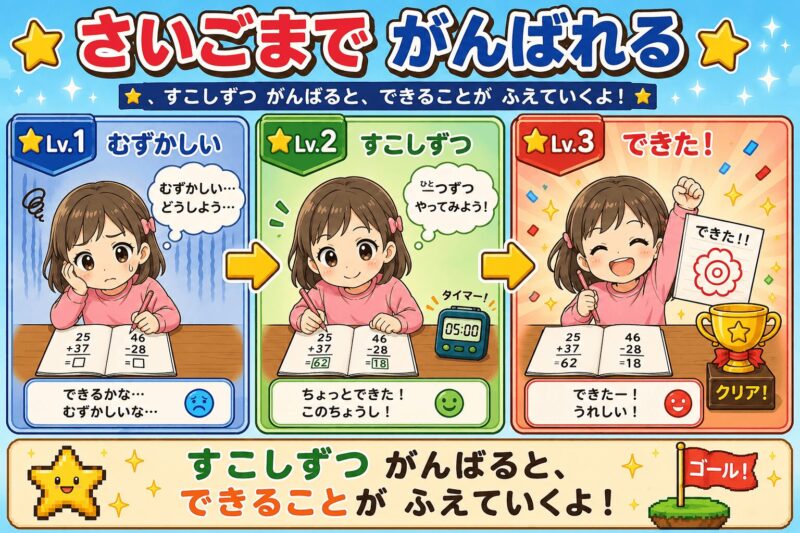 最後までがんばれる視覚支援カード(ゲーム)女の子