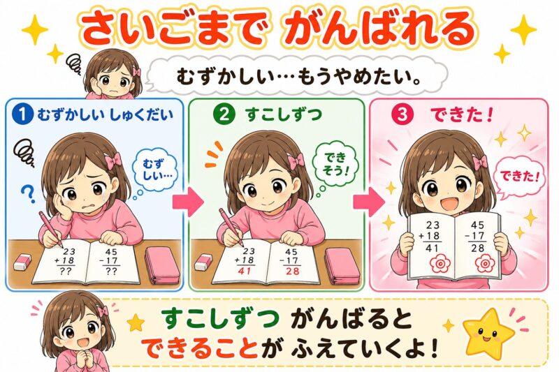 さいごまでがんばれるできることが増える視覚支援カード(女の子)