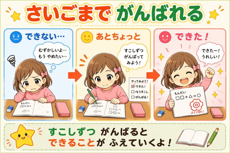 さいごまでがんばれる自信が増えていく視覚支援カード(女の子)