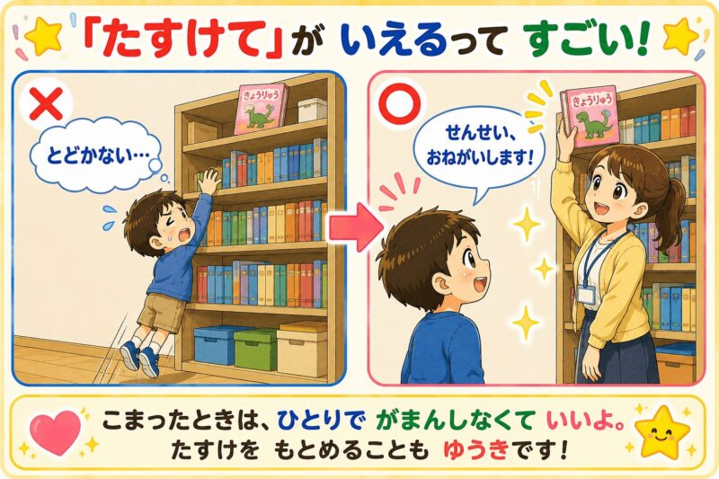 たすけてがいえるってすごい。先生おねがいします。視覚支援カード（男の子）