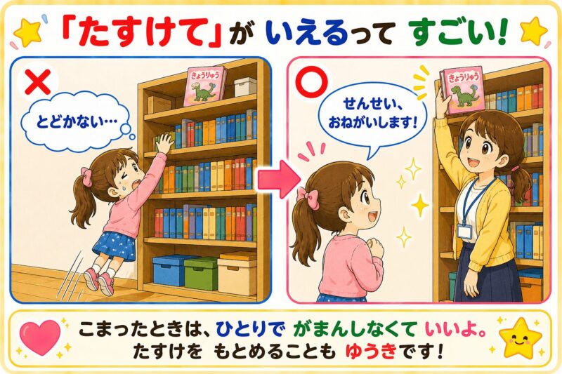 たすけてがいえるってすごい。先生おねがいします。視覚支援カード（女の子）