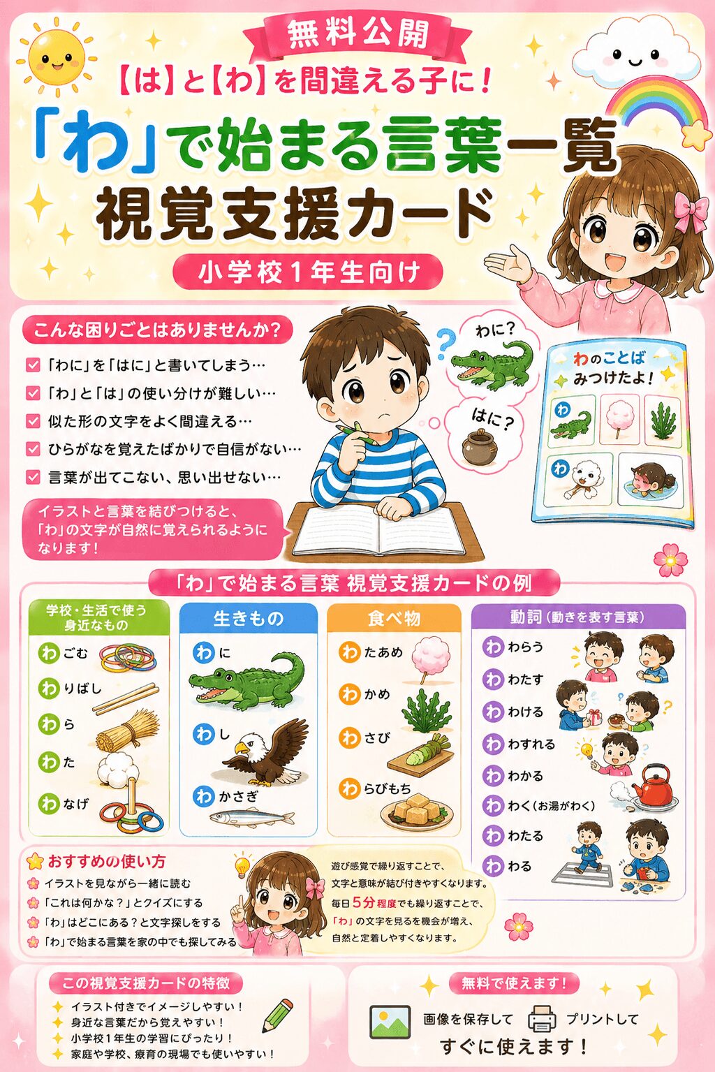 「わ」で始まる言葉 視覚支援カード
