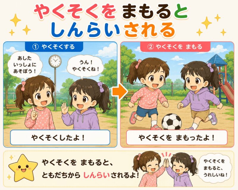 約束を守ると信頼される視覚支援カード(女の子)
