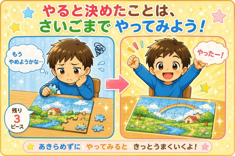 やると決めたことは最後までやってみよう!(パズル版)視覚支援カード