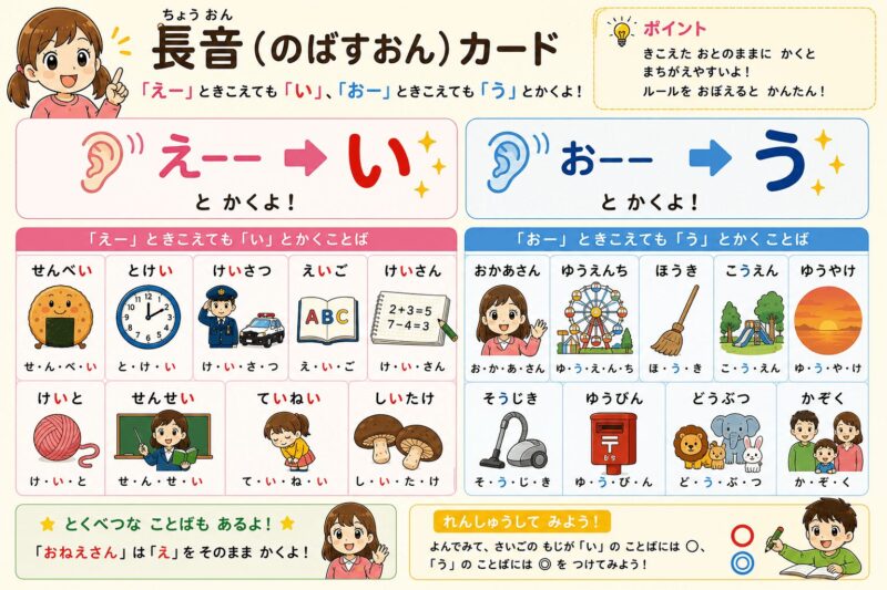 長音（え⇒い）伸ばす音　視覚支援カード　