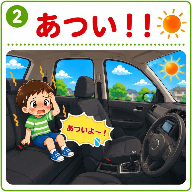 車内閉じ込め「あつい」視覚支援カード