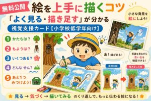 絵を上手に描くコツ視覚支援カード