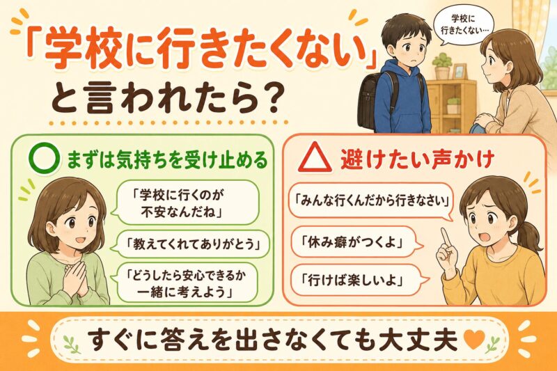 学校に行きたくないと言われたときの良い声かけと避けたい声かけ