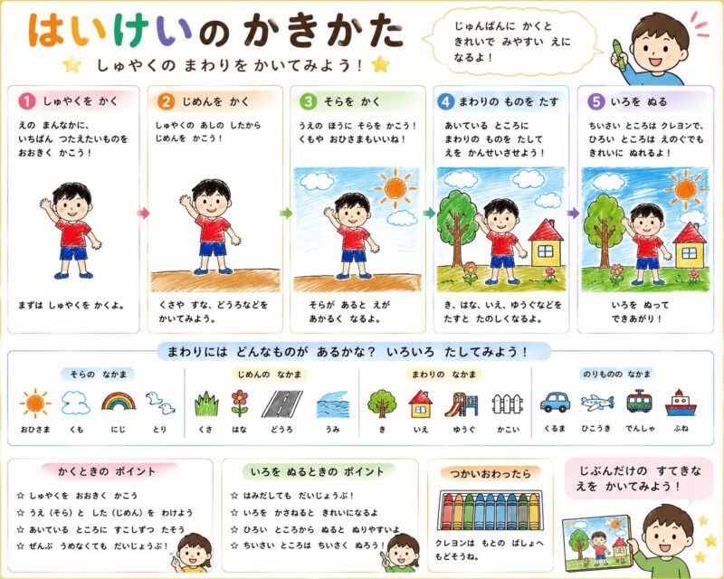 背景の書き方視覚支援カード