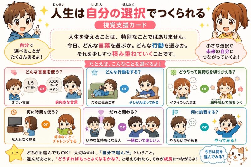 人生は自分の選択で作られる視覚支援カード