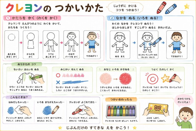 クレヨンのつかいかた視覚支援カード