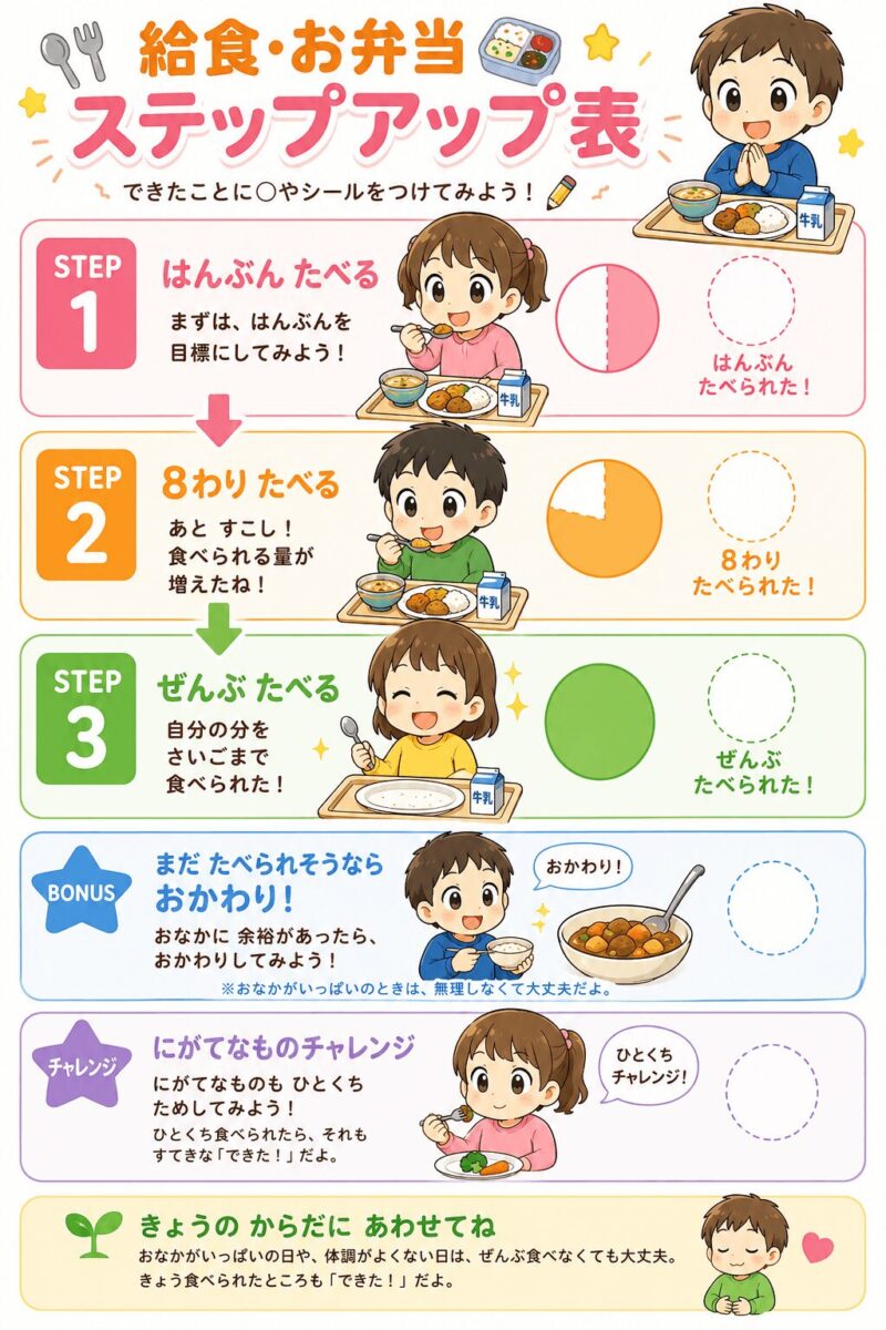 給食・お弁当を残してしまう子に視覚支援カード