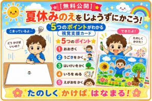 夏休みのえを じょうずにかこう！｜小学校低学年向け視覚支援カード