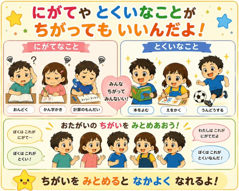 苦手や得意がちがってもいいんだよ