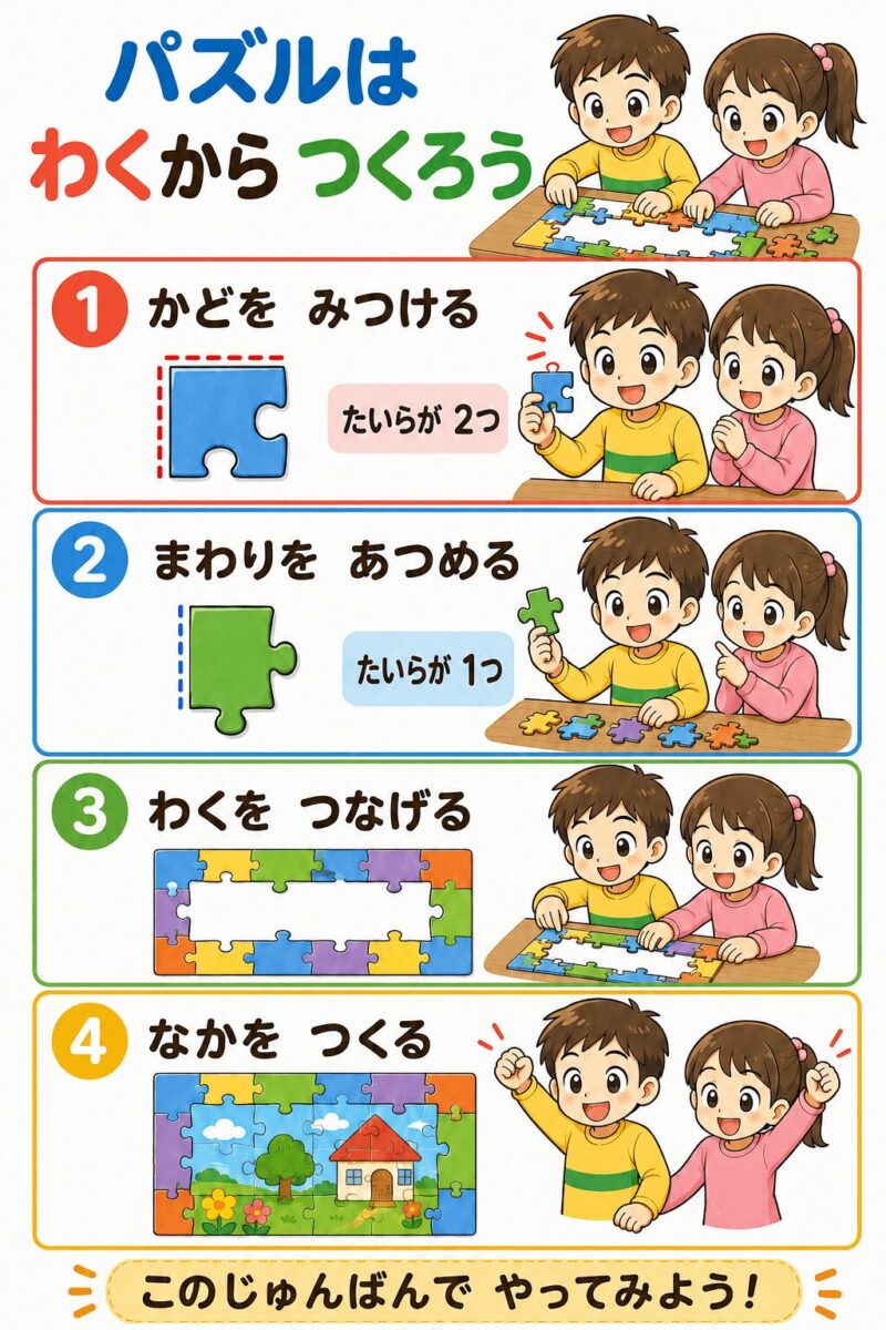 視覚支援カード②(パズルはわくからつくろう)
