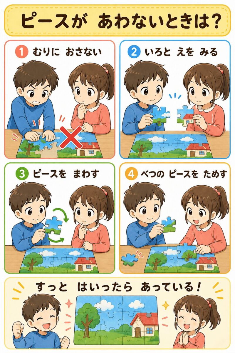 視覚支援カード③「ピースがあわないときは?」