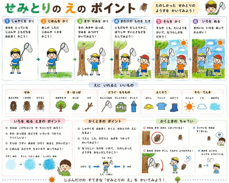 蝉取りの絵のポイント(コツ)