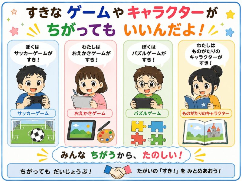 好きなゲームが違ってもいいんだよ視覚支援カード