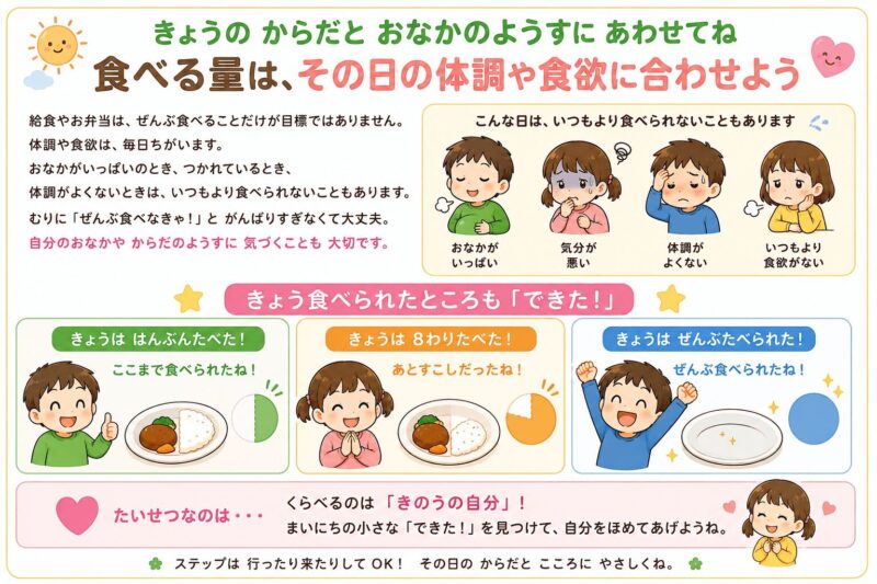 食べる量は体調や食欲に合わせて視覚支援カード